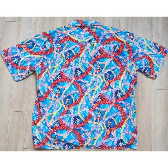 SOLD Hawaiian Lei Hula Dancer Button Down Shirt Sz L - Picture 3 of 6